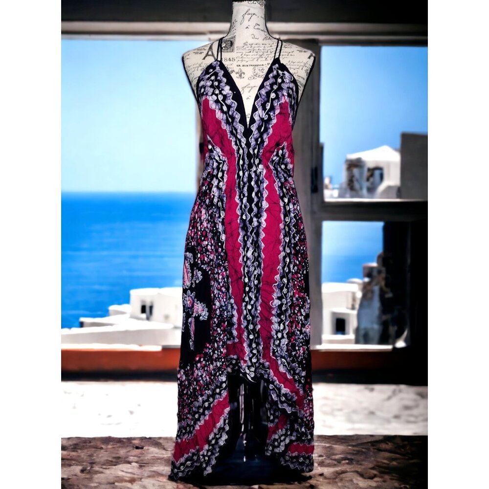 Advance Apparels Halter Dress, Hippie Boho, Handkerchief, Tye Die, Embroidered